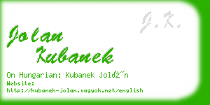 jolan kubanek business card